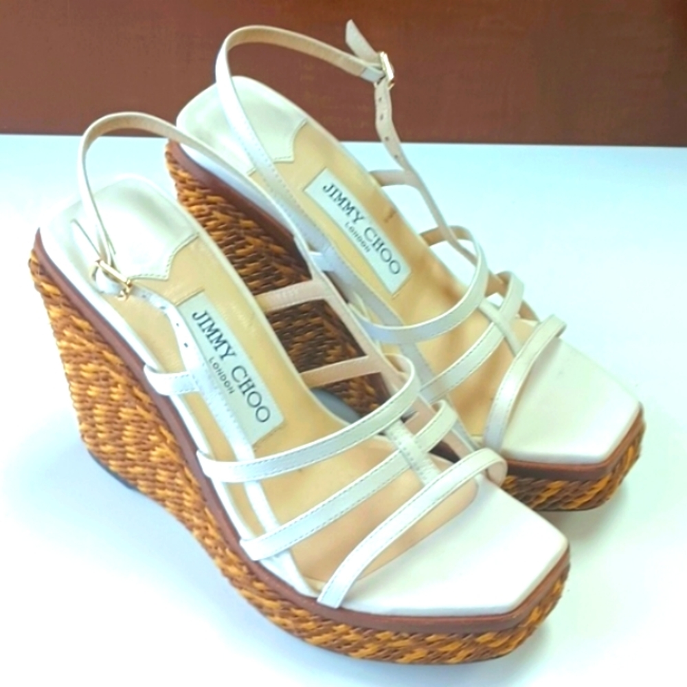 Jimmy Choo Ariella 110 Leather Slingback Wedge Sandals